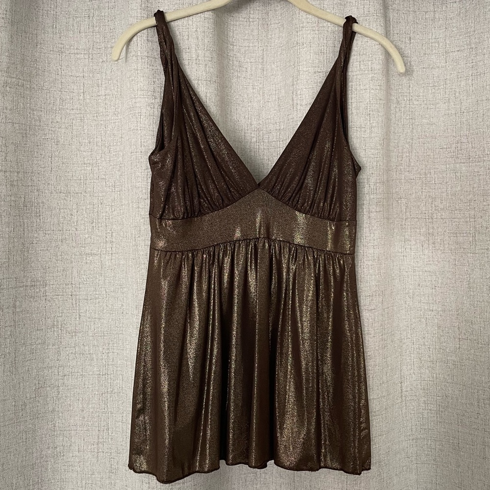 Sexy Twist Strap Gold Party Top